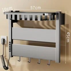 Wall Mounted Electric Towel Warmer with Timer & Temperature Multi-Level Adjustments Hardwired & Plug-in Fast Heating Adorable Contemporary Modern Aluminum 1PC