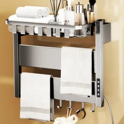 Wall Mounted Electric Towel Warmer with Timer & Temperature Multi-Level Adjustments Hardwired & Plug-in Fast Heating Adorable Contemporary Modern Aluminum 1PC