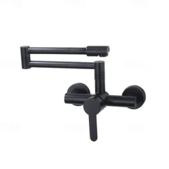 Wall Mounted Kitchen Sink Mixer Faucet, Foldable Pot Filler Facuet,Single Handle Two Holes Folding Taps, Electroplated / Painted Finishes Pull-out / Pull-down / Pot Filler Wall Mounted / Brass