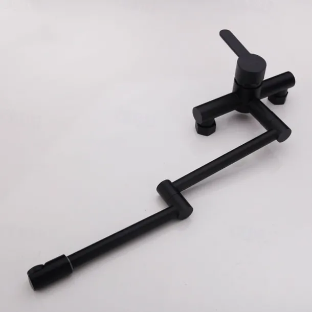 Wall Mounted Kitchen Sink Mixer Faucet, Foldable Pot Filler Facuet,Single Handle Two Holes Folding Taps, Electroplated / Painted Finishes Pull-out / Pull-down / Pot Filler Wall Mounted / Brass