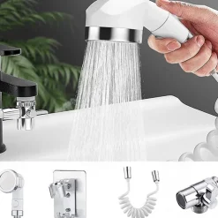 Wall Mounted Shower Faucet Set Bathroom Bathtub Shower Hand Held Spray Mixer Handheld Washing Basin Faucet Shower Head