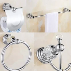 Wall Mounted Silver Bathroom Hardware Towel Bar, Robe Hook, Towel Holder, Toilet Paper Holder, 304Stainless Steel - for Home and Hotel bathroom