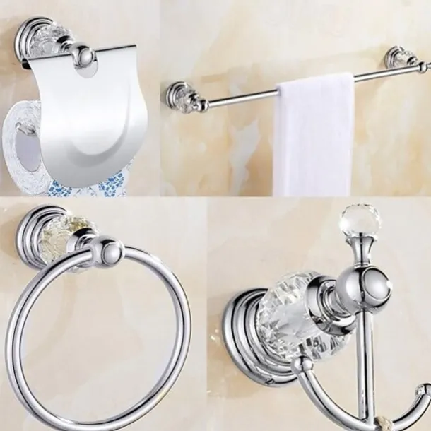 Wall Mounted Silver Bathroom Hardware Towel Bar, Robe Hook, Towel Holder, Toilet Paper Holder, 304Stainless Steel - for Home and Hotel bathroom