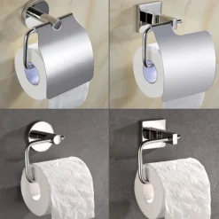 Wall Mounted Stainless Steel Mirror Polished Toilet Paper Holder, 4-Type New Design Creative Contemporary Low-carbon Steel Metal 1pc Bathroom Decor
