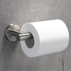 Wall Mounted Stainless Steel Bathroom Toilet Paper Holder,New Design Self-adhesive Creative Low-carbon Steel Metal Bathroom Decoration 1pc