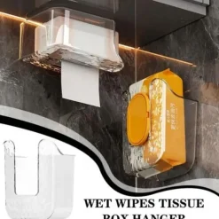 Wall Mounted Tissue Box, Kitchen Wipes Storage Box, No Punching Self-Adhesive Wall-Mounted Toilet Paper Holder