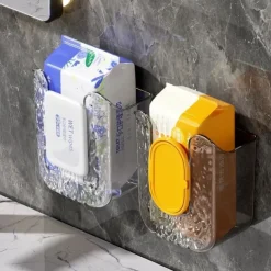 Wall Mounted Tissue Box, Kitchen Wipes Storage Box, No Punching Self-Adhesive Wall-Mounted Toilet Paper Holder