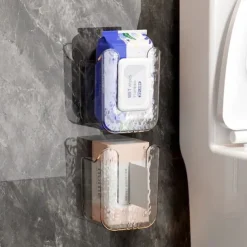 Wall Mounted Tissue Box, Kitchen Wipes Storage Box, No Punching Self-Adhesive Wall-Mounted Toilet Paper Holder