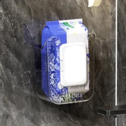 Wall Mounted Tissue Box, Kitchen Wipes Storage Box, No Punching Self-Adhesive Wall-Mounted Toilet Paper Holder