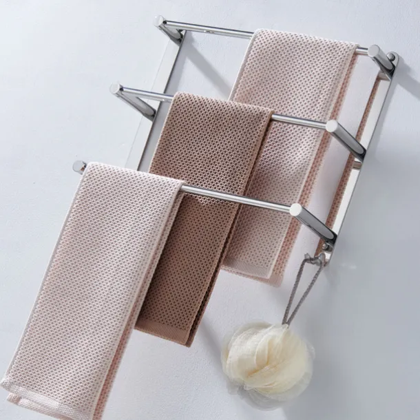 Wall Mounted Towel Rack with Hooks,Stainless Steel 3-TierTowel Bar Storage Shelf for Bathroom 30cm~70cm Towel Holder Towel Rail Towel Hanger