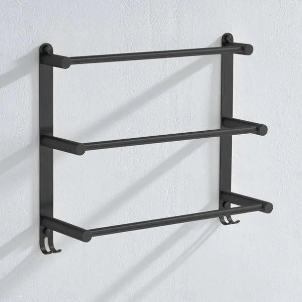 Wall Mounted Towel Rack with Hooks,Stainless Steel 3-TierTowel Bar Storage Shelf for Bathroom 30cm~70cm Towel Holder Towel Rail Towel Hanger