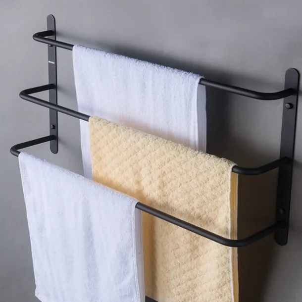 Wall Mounted Towel Rack,Stainless Steel 3-TierTowel Bar Storage Shelf for Bathroom 60cm Towel Holder Towel Rail Towel Hanger
