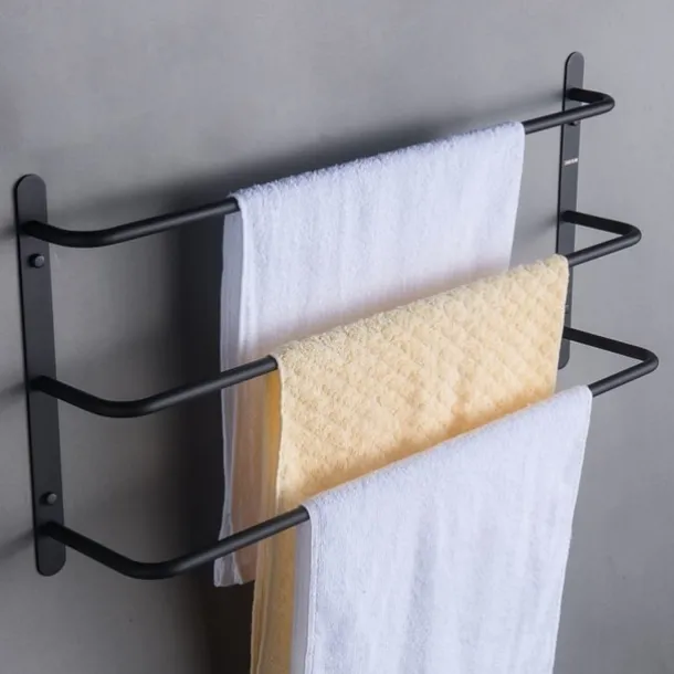Wall Mounted Towel Rack,Stainless Steel 3-TierTowel Bar Storage Shelf for Bathroom 60cm Towel Holder Towel Rail Towel Hanger