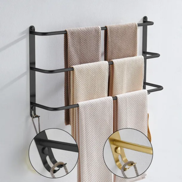 Wall Mounted Towel Rack,Stainless Steel 3-TierTowel Bar Storage Shelf for Bathroom 60cm Towel Holder Towel Rail Towel Hanger