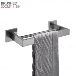 Wall Mounted Towel Rail Towel Rack Holder for Bathroom,Stainless Steel Tower Bar Bathroom Hardware Accessories Towel Bar 30-60cm(Black/Chrome/Golden/Brushed Nickel)