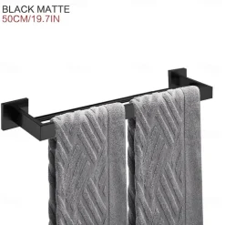 Wall Mounted Towel Rail Towel Rack Holder for Bathroom,Stainless Steel Tower Bar Bathroom Hardware Accessories Towel Bar 30-60cm(Black/Chrome/Golden/Brushed Nickel)