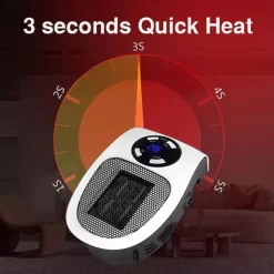 Wall Space Heater, Portable Electric Heater with Programmable Adjustable Thermostat, Overheat Protection, Precise LED Display, Heater for Office Dorm Room