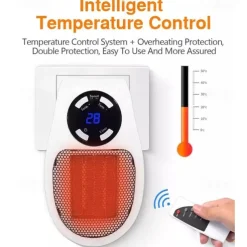 Wall Space Heater, Portable Electric Heater with Programmable Adjustable Thermostat, Overheat Protection, Precise LED Display, Heater for Office Dorm Room