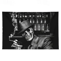wall tapestry art decor blanket curtain hanging home bedroom living room decoration skull suit gentleman polyester
