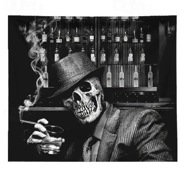 wall tapestry art decor blanket curtain hanging home bedroom living room decoration skull suit gentleman polyester