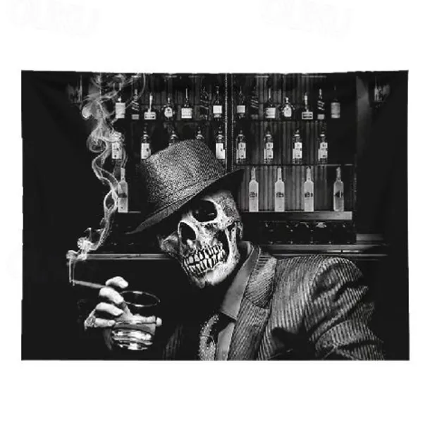 wall tapestry art decor blanket curtain hanging home bedroom living room decoration skull suit gentleman polyester