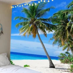 Wall Tapestry Art Decor Blanket Curtain Picnic Tablecloth Hanging Home Bedroom Living Room Dorm Decoration Landscape Sea Ocean Beach Coconut Tree