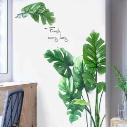 WallDecals Decor Vinyl DIY Green Tree Leaves Wall Stickers Removable Waterproof Wallpaper Decals Art Easy Peel & Stick for Kids Room Living Room Bedroom 30X90X2CM