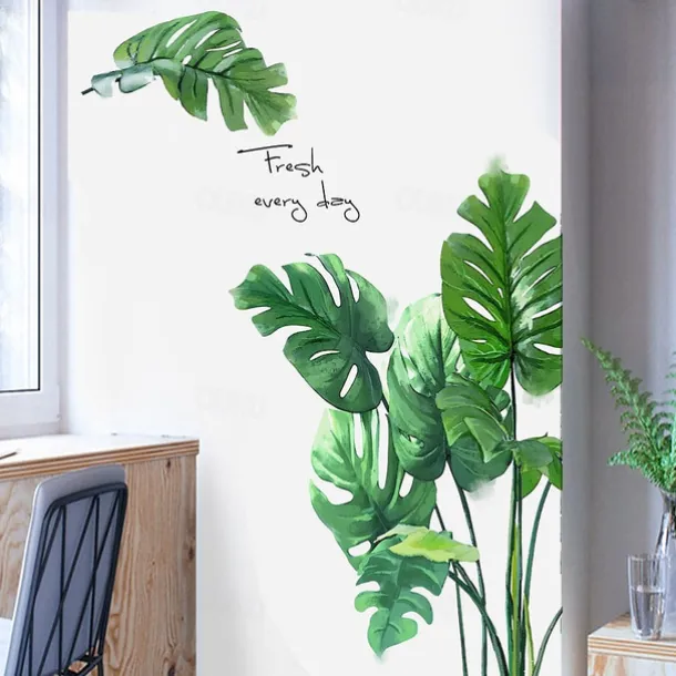 WallDecals Decor Vinyl DIY Green Tree Leaves Wall Stickers Removable Waterproof Wallpaper Decals Art Easy Peel & Stick for Kids Room Living Room Bedroom 30X90X2CM