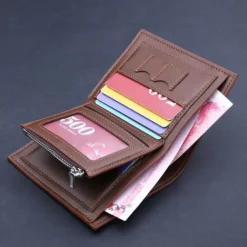 Wallet with Zipper, Father's Day Gift for Men Multi-Card Holder, Fashionable Leather Bifold Wallet for Men, Stylish and Durable