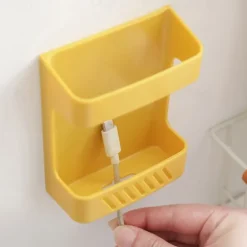 Wall-mounted Mobile Phone Plug Charging Remote Control Storage Box BracketInstalling Organizer Bracket Without Punching