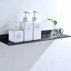 Wall-mounted Rack Bathroom Accessories Aluminum Black Bathroom Shelves Kitchen Wall Shelf Shower Storage Rack 30-50cm
