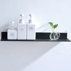 Wall-mounted Rack Bathroom Accessories Aluminum Black Bathroom Shelves Kitchen Wall Shelf Shower Storage Rack 30-50cm