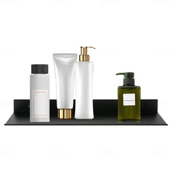 Wall-mounted Rack Bathroom Accessories Aluminum Black Bathroom Shelves Kitchen Wall Shelf Shower Storage Rack 30-50cm