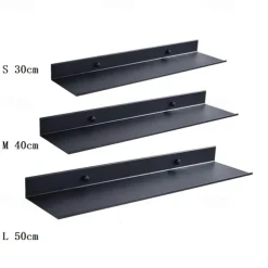 Wall-mounted Rack Bathroom Accessories Aluminum Black Bathroom Shelves Kitchen Wall Shelf Shower Storage Rack 30-50cm