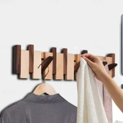 Wall-Mounted Solid Wood Clothes Hanger Creative Piano Key Clothes Hook Wall Punch-Free Entry Door Entrance Coat Hook