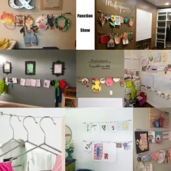 Wallniture Curtain Rod Set for Tapestry Kids Crafts Wall Decor Picture Hanging Kit Curtain Wire Rod Stainless Steel Photo Hanging Wire Clothesline Wire Window Curtain Tension Wire (5 Meter)