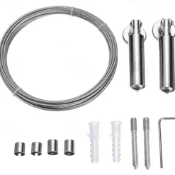 Wallniture Curtain Rod Set for Tapestry Kids Crafts Wall Decor Picture Hanging Kit Curtain Wire Rod Stainless Steel Photo Hanging Wire Clothesline Wire Window Curtain Tension Wire (5 Meter)