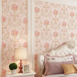 Wallpaper Wall Cover Sticker Film Peel and Stick Removable Self Adhesive Embossed Floral Non Woven Home Decoration 300*53cm