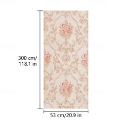 Wallpaper Wall Cover Sticker Film Peel and Stick Removable Self Adhesive Embossed Floral Non Woven Home Decoration 300*53cm