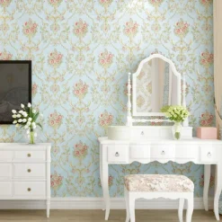 Wallpaper Wall Cover Sticker Film Peel and Stick Removable Self Adhesive Embossed Floral Non Woven Home Decoration 300*53cm