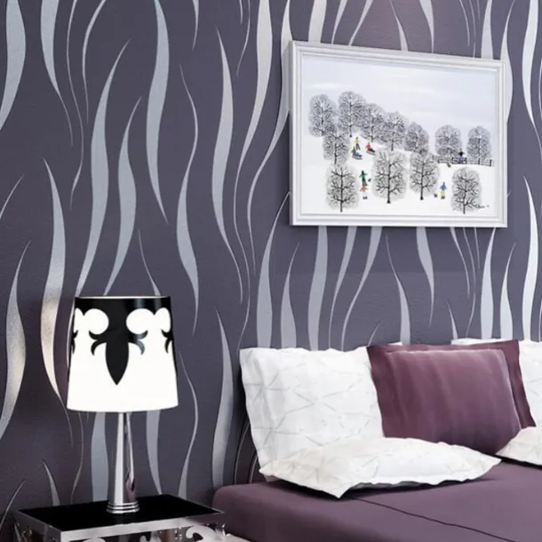 Wallpaper Wall Covering Sticker Film Peel And Stick Modern Water Ripple 3D NonWoven Home Decor 53*950 cm,Adhesive Required