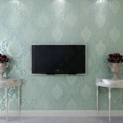 Wallpaper Wall Covering Sticker Film Peel And Stick Modern Water Ripple 3D NonWoven Home Decor 53*950 cm,Adhesive Required