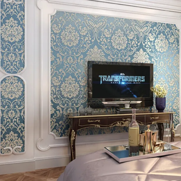 Wallpaper Wall Covering Sticker Film Peel And Stick Modern Water Ripple 3D NonWoven Home Decor 53*950 cm,Adhesive Required