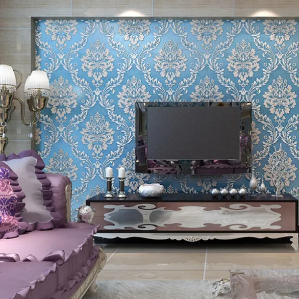 Wallpaper Wall Covering Sticker Film Peel And Stick Modern Water Ripple 3D NonWoven Home Decor 53*950 cm,Adhesive Required