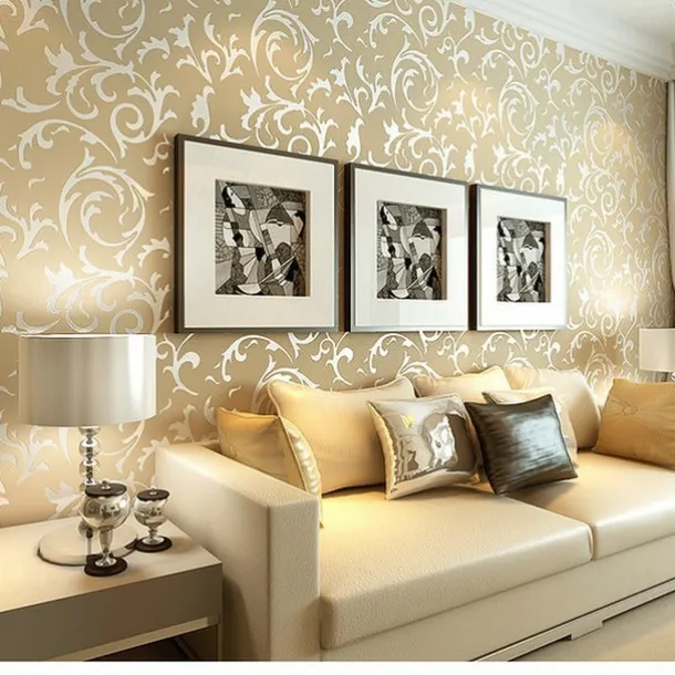 Wallpaper Wall Covering Sticker Film Peel And Stick Modern Water Ripple 3D NonWoven Home Decor 53*950 cm,Adhesive Required