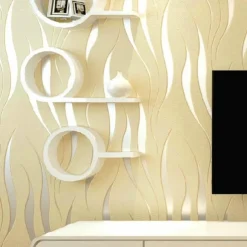 Wallpaper Wall Covering Sticker Film Peel And Stick Modern Water Ripple 3D NonWoven Home Decor 53*950 cm,Adhesive Required