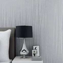 Wallpaper Wall Covering Sticker Film Peel and Stick Removable Plain Vertical Stripes Non Woven Home Decor 300*45cm