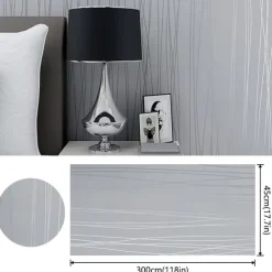 Wallpaper Wall Covering Sticker Film Peel and Stick Removable Plain Vertical Stripes Non Woven Home Decor 300*45cm