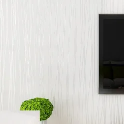 Wallpaper Wall Covering Sticker Film Peel and Stick Removable Plain Vertical Stripes Non Woven Home Decor 300*45cm