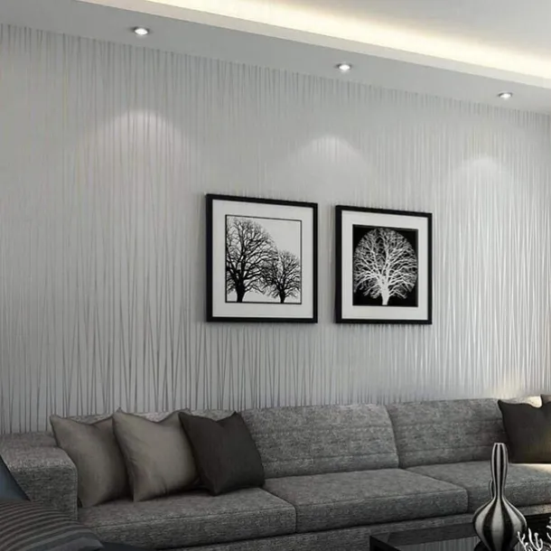 Wallpaper Wall Covering Sticker Film Peel and Stick Removable Plain Vertical Stripes Non Woven Home Decor 300*45cm